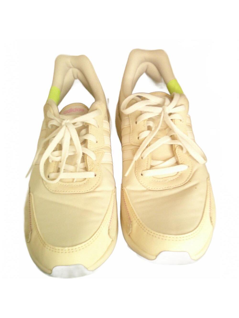 Adidas Off-White Beige Sneakers Women's 11 - Neon Accents - Picture 5 of 9